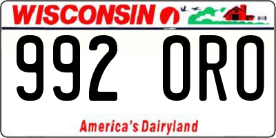 WI license plate 992ORO