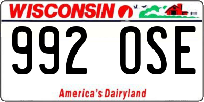 WI license plate 992OSE
