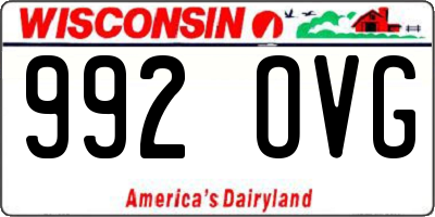 WI license plate 992OVG