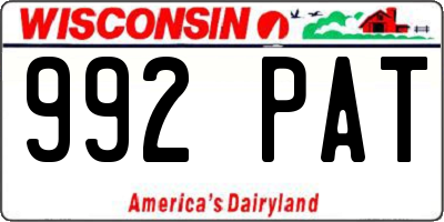 WI license plate 992PAT