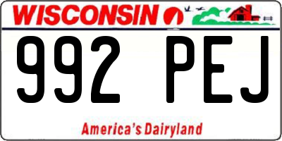 WI license plate 992PEJ