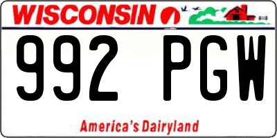 WI license plate 992PGW