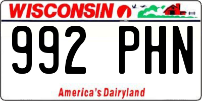 WI license plate 992PHN