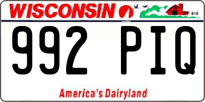 WI license plate 992PIQ