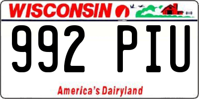 WI license plate 992PIU