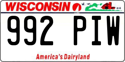 WI license plate 992PIW