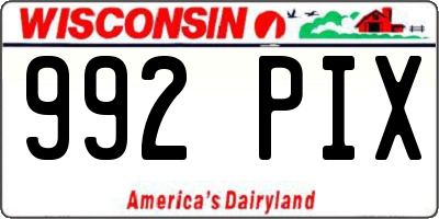 WI license plate 992PIX