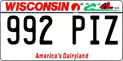 WI license plate 992PIZ