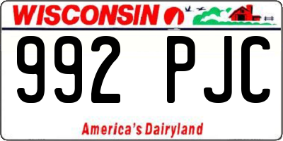 WI license plate 992PJC