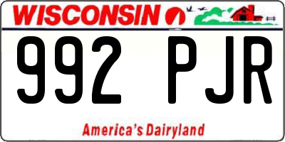 WI license plate 992PJR