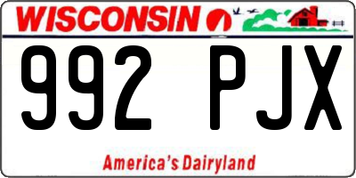 WI license plate 992PJX