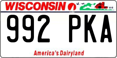 WI license plate 992PKA