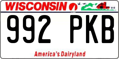 WI license plate 992PKB