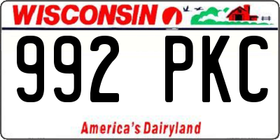 WI license plate 992PKC