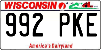 WI license plate 992PKE