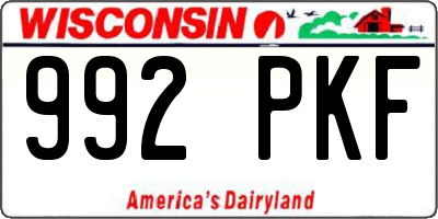 WI license plate 992PKF