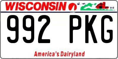 WI license plate 992PKG