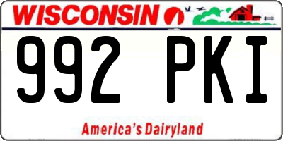 WI license plate 992PKI
