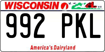 WI license plate 992PKL