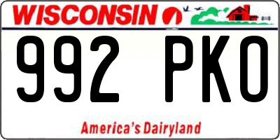 WI license plate 992PKO