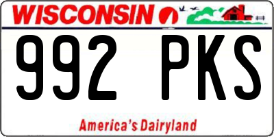 WI license plate 992PKS