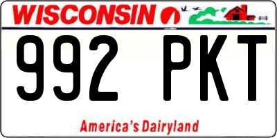 WI license plate 992PKT