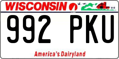WI license plate 992PKU