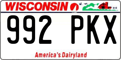 WI license plate 992PKX
