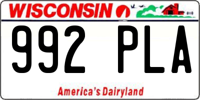 WI license plate 992PLA