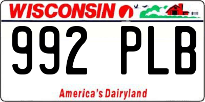 WI license plate 992PLB
