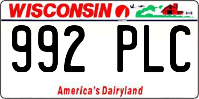 WI license plate 992PLC
