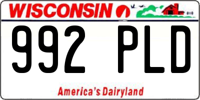 WI license plate 992PLD