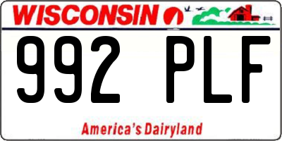 WI license plate 992PLF