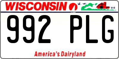 WI license plate 992PLG