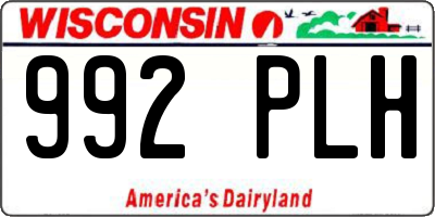 WI license plate 992PLH
