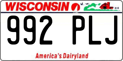 WI license plate 992PLJ