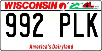 WI license plate 992PLK