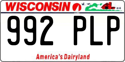 WI license plate 992PLP