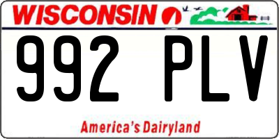 WI license plate 992PLV