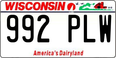 WI license plate 992PLW