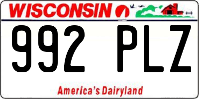 WI license plate 992PLZ