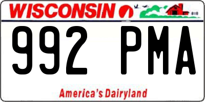 WI license plate 992PMA