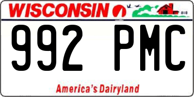 WI license plate 992PMC