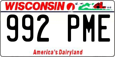 WI license plate 992PME