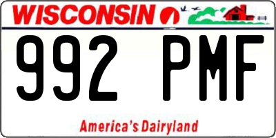 WI license plate 992PMF