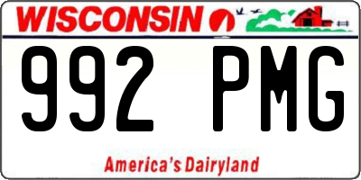 WI license plate 992PMG