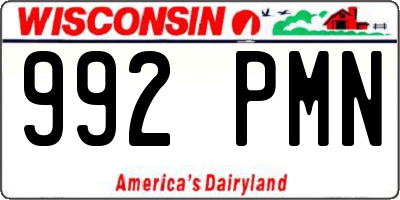 WI license plate 992PMN