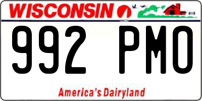 WI license plate 992PMO