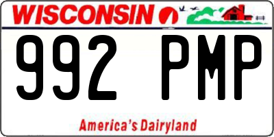 WI license plate 992PMP