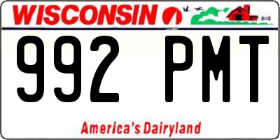 WI license plate 992PMT